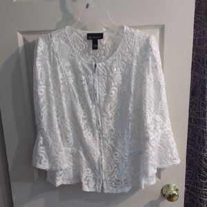 INC International Concepts White Lace Blouse